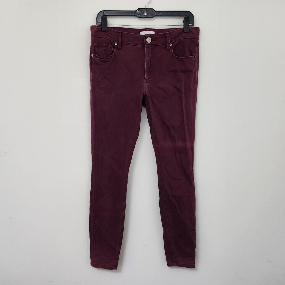 LOFT Women's Purple Solid Canvas Casual Stretch Pants Size 8 / 29